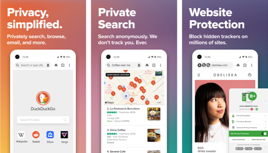 DuckDuckGo privacy browser key features promo